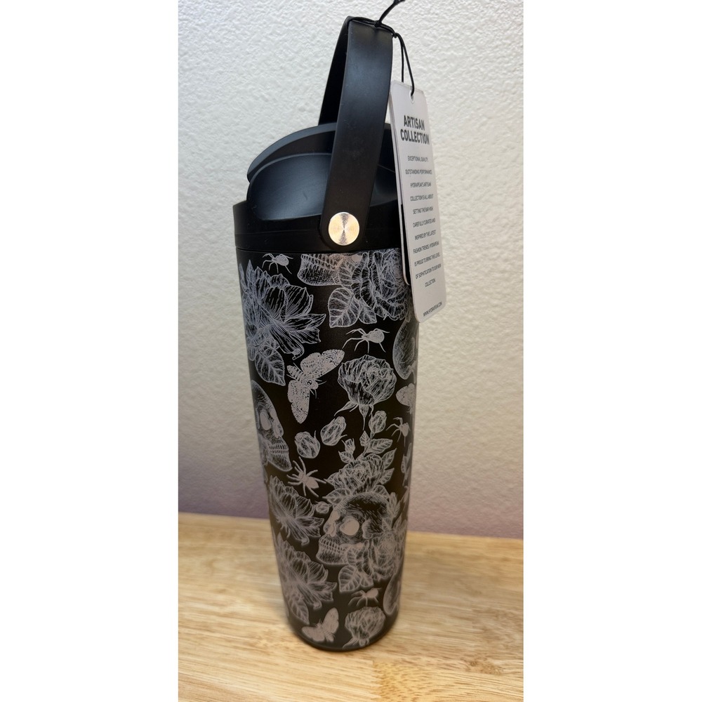 Hydrapeak Artisan Collection 32oz Bottle Skulls Moths Roses Black Gothic NWT
